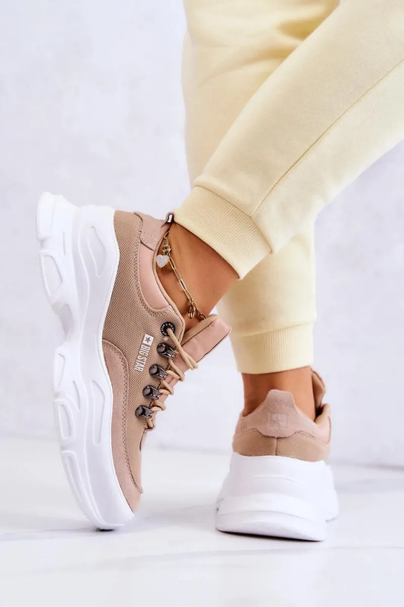 Online Big Star Shoes Damskie Sportowe Buty Sneakersy Big Star JJ274A222 Beżowe