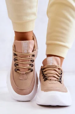 Online Big Star Shoes Damskie Sportowe Buty Sneakersy Big Star JJ274A222 Beżowe
