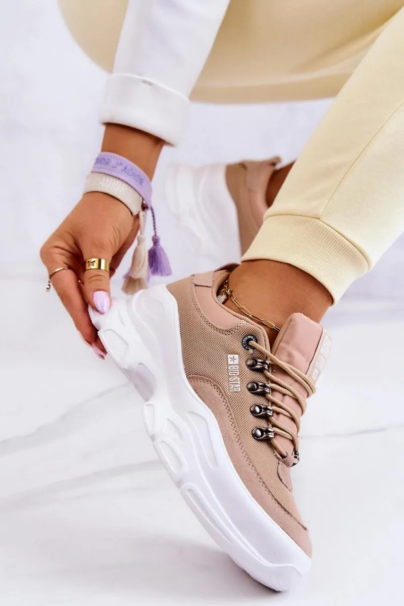 Online Big Star Shoes Damskie Sportowe Buty Sneakersy Big Star JJ274A222 Beżowe