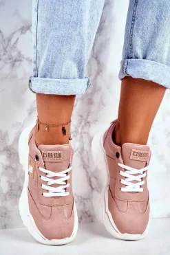 Hot Damskie Sportowe Buty Sneakersy Big Star GG274210 Różowe Damskie Trampki Damskie Big Star|Big Star