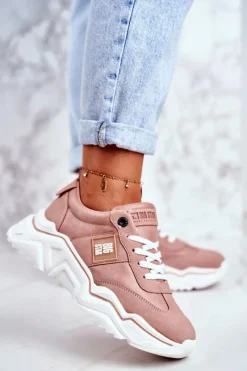 Hot Damskie Sportowe Buty Sneakersy Big Star GG274210 Różowe Damskie Trampki Damskie Big Star|Big Star