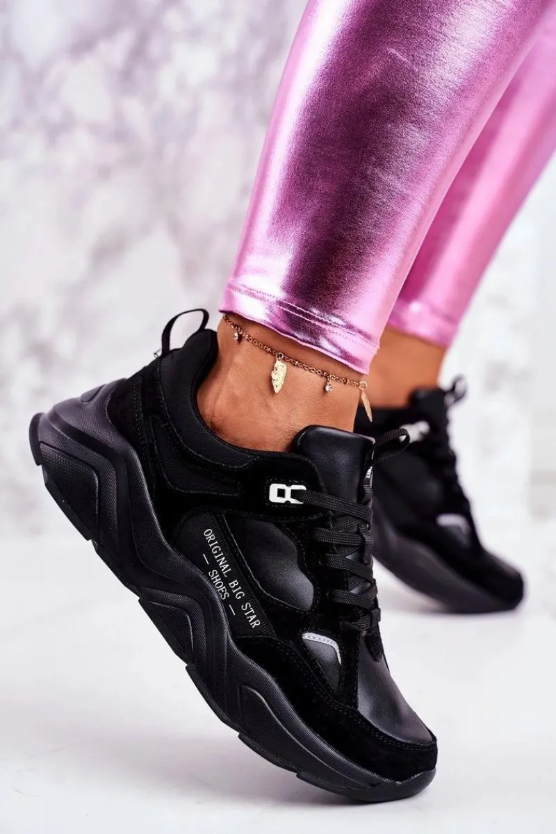 Best Big Star Shoes Damskie Sportowe Buty Sneakersy Big Star GG274654 Czarne