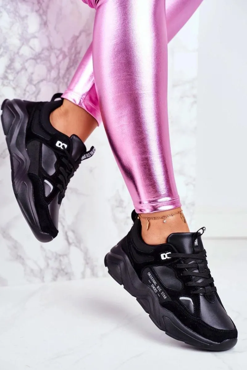 Best Big Star Shoes Damskie Sportowe Buty Sneakersy Big Star GG274654 Czarne