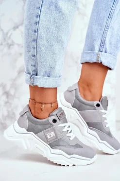 Online Big Star Shoes Damskie Sportowe Buty Sneakersy Big Star GG274211 Szare