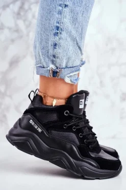 Hot Damskie Sportowe Buty Sneakersy Big Star GG274644 Czarne Damskie Trampki Damskie Big Star|Big Star