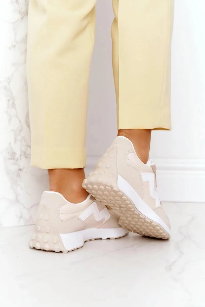 Buty Sportowe Na Platformie>Boto Damskie Sportowe Buty Sneakersy Beżowe Move On