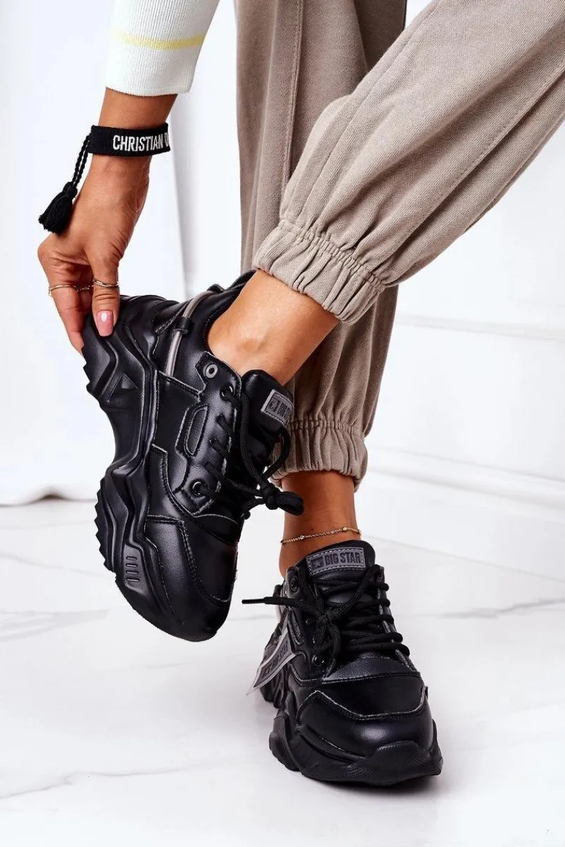 Trampki Damskie Big Star|Big Star>Big Star Shoes Damskie Sportowe Buty Sneakersy Big Star GG274215 Czarno-Szare