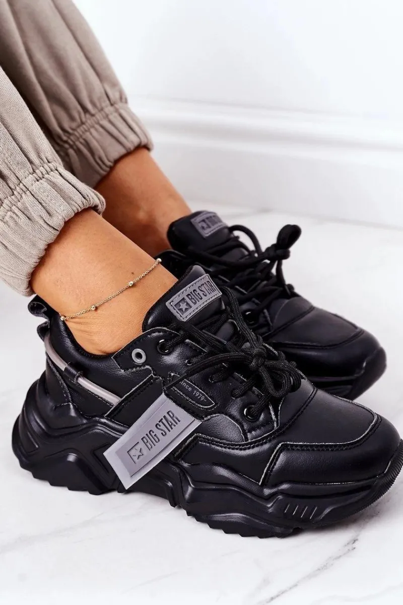 Trampki Damskie Big Star|Big Star>Big Star Shoes Damskie Sportowe Buty Sneakersy Big Star GG274215 Czarno-Szare