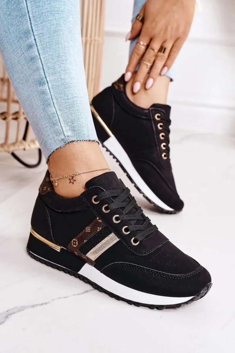 Sale Boto Damskie Sportowe Buty Sneakersy Czarne Lifestyle