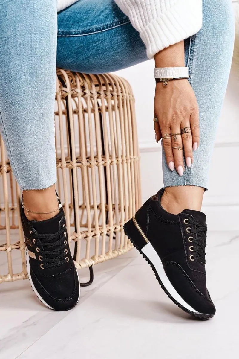Sale Boto Damskie Sportowe Buty Sneakersy Czarne Lifestyle