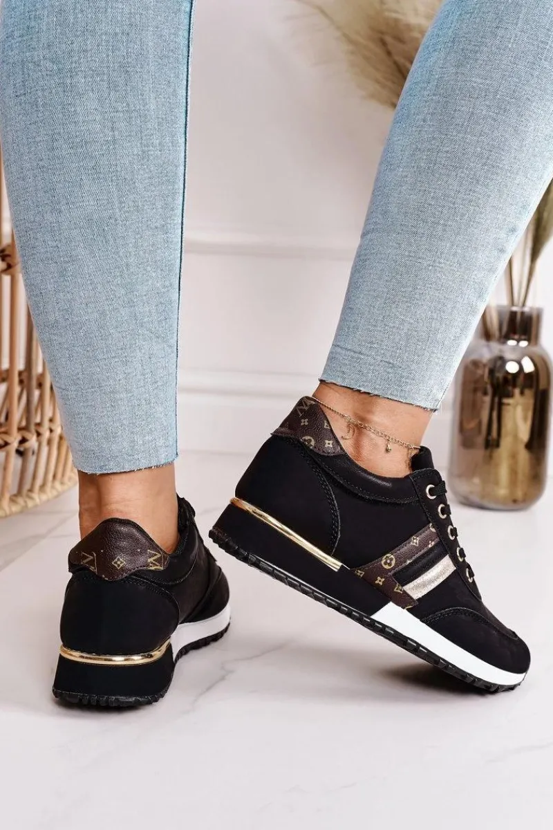 Sale Boto Damskie Sportowe Buty Sneakersy Czarne Lifestyle