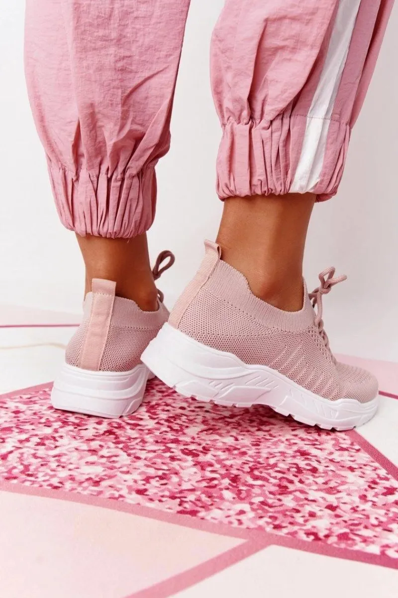 Hot Damskie Sportowe Buty Sneakersy Różowe Ruler Damskie Buty Sportowe Na Platformie