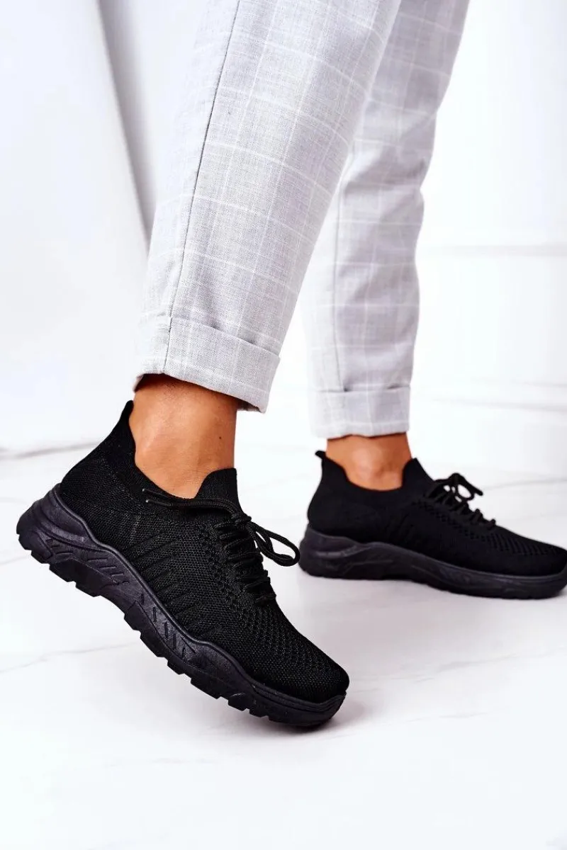 Buty Sportowe Na Platformie>Boto Damskie Sportowe Buty Sneakersy Czarne Ruler