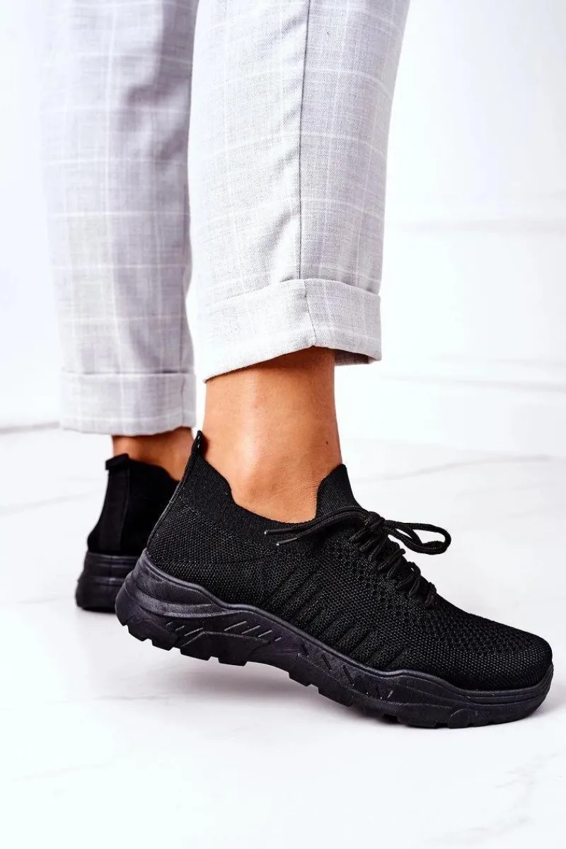Buty Sportowe Na Platformie>Boto Damskie Sportowe Buty Sneakersy Czarne Ruler