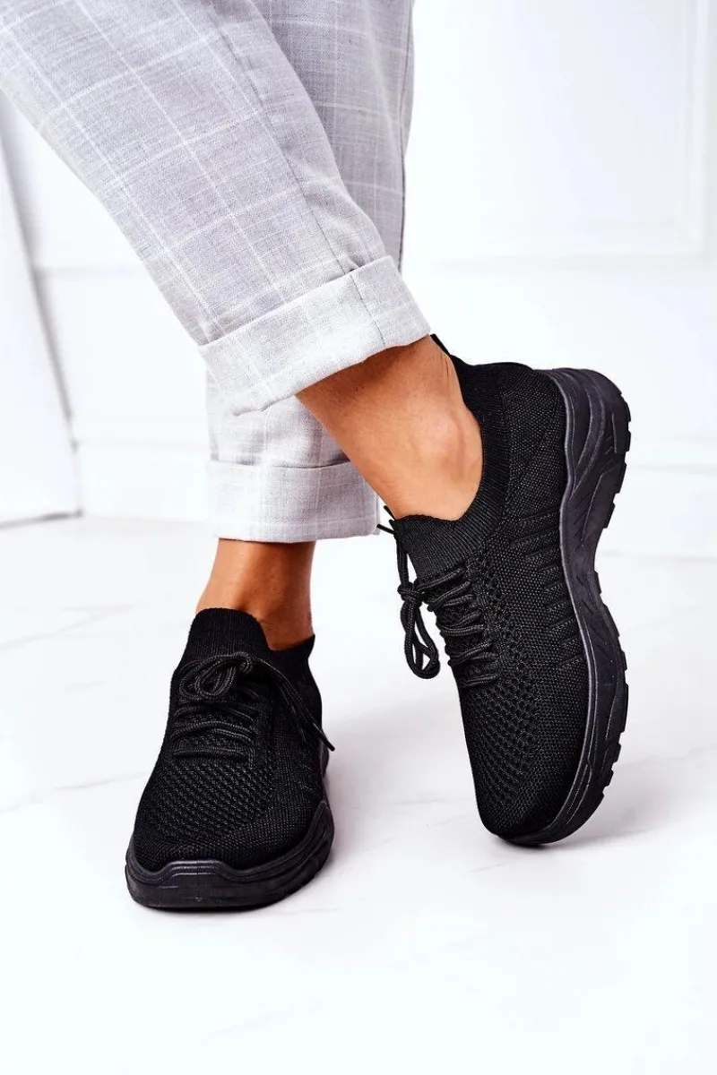 Buty Sportowe Na Platformie>Boto Damskie Sportowe Buty Sneakersy Czarne Ruler