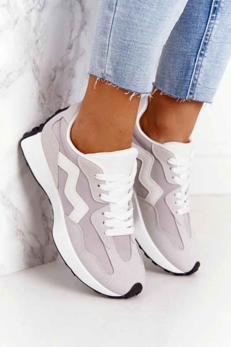 New Damskie Sportowe Buty Sneakersy Szare Move On Damskie Buty Sportowe Na Platformie