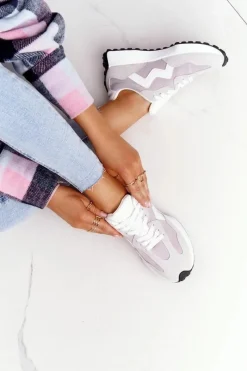 New Damskie Sportowe Buty Sneakersy Szare Move On Damskie Buty Sportowe Na Platformie