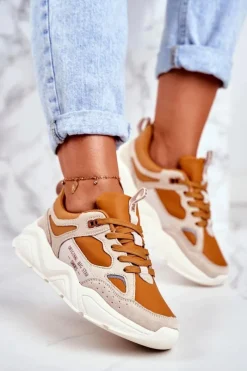 Trampki Damskie Big Star|Big Star>Big Star Shoes Damskie Sportowe Buty Sneakersy Big Star GG274653 Beżowo-Brązowe