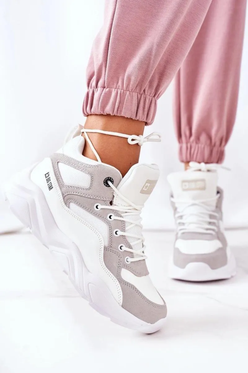 Big Star Shoes Damskie Sportowe Buty Sneakersy Big Star GG274643 Białe