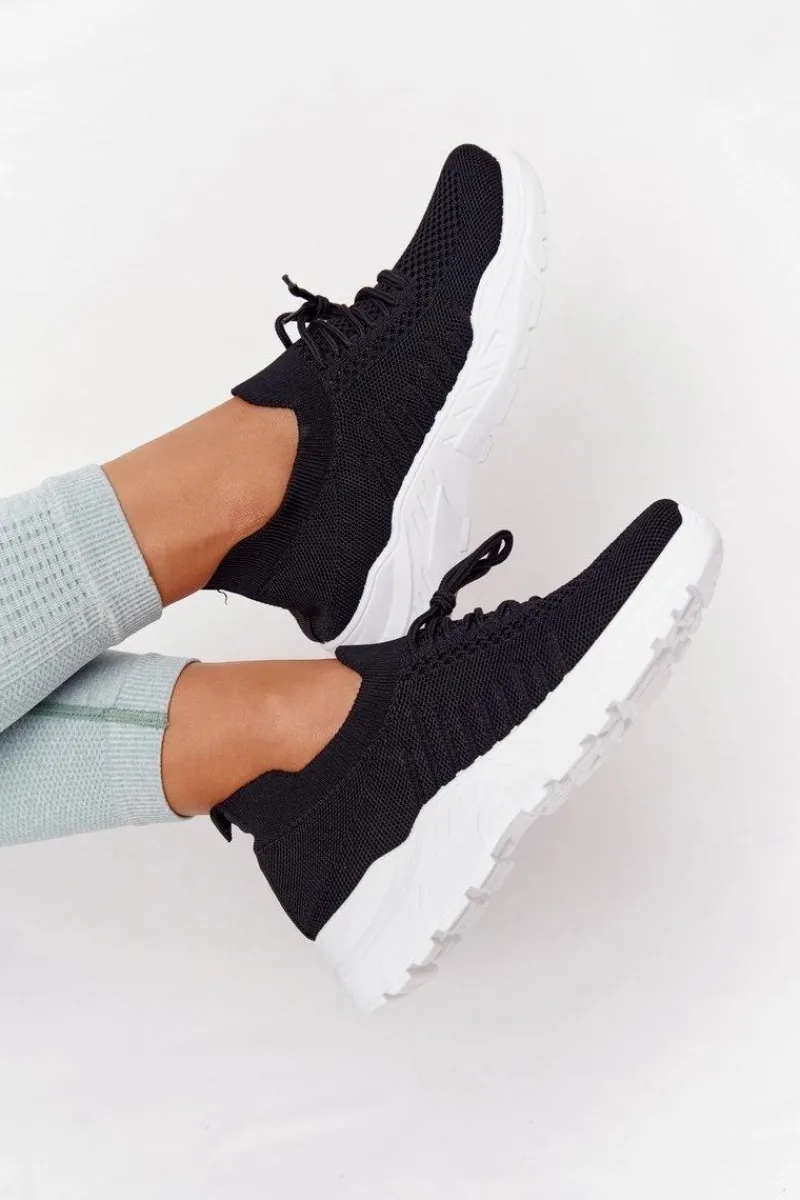 Outlet Damskie Sportowe Buty Sneakersy Czarne Z Białą Podeszwą Ruler Damskie Buty Sportowe Na Platformie