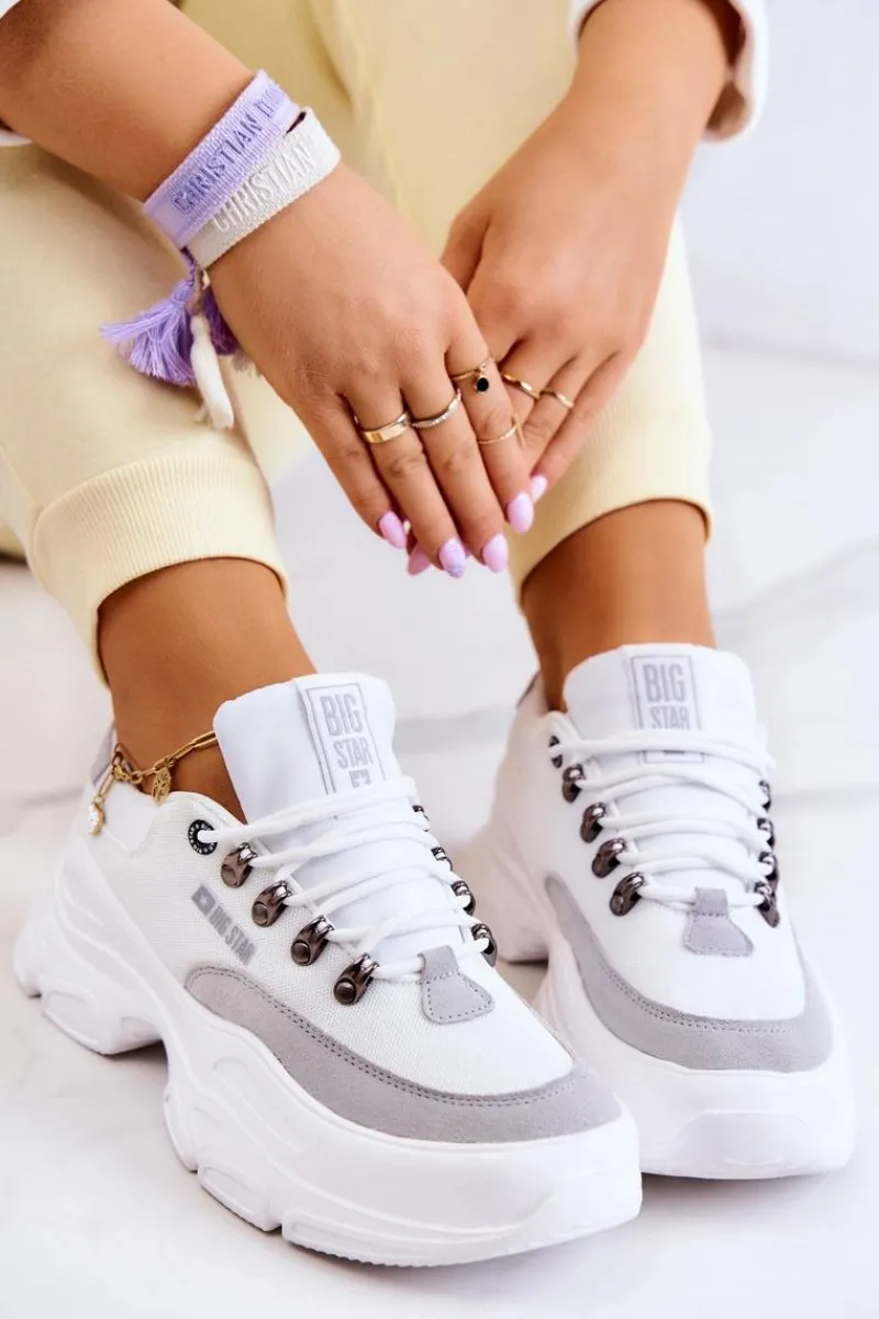 Clearance Damskie Sportowe Buty Sneakersy Big Star JJ274A220 Białe Damskie Buty Sportowe Big Star|Sneakersy Damskie