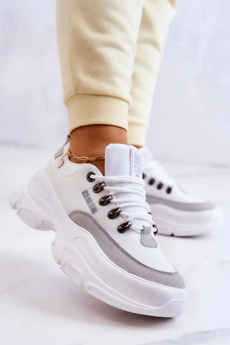 Clearance Damskie Sportowe Buty Sneakersy Big Star JJ274A220 Białe Damskie Buty Sportowe Big Star|Sneakersy Damskie