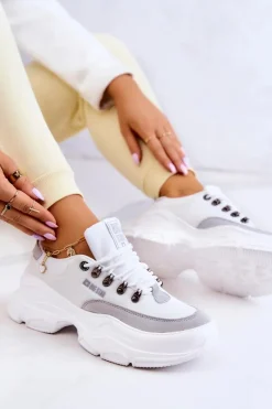 Clearance Damskie Sportowe Buty Sneakersy Big Star JJ274A220 Białe Damskie Buty Sportowe Big Star|Sneakersy Damskie