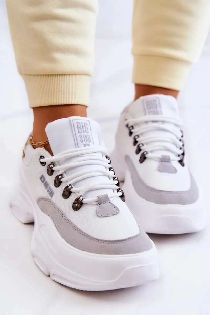 Clearance Damskie Sportowe Buty Sneakersy Big Star JJ274A220 Białe Damskie Buty Sportowe Big Star|Sneakersy Damskie