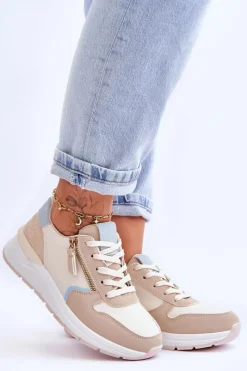 Sneakersy Damskie>Boto Damskie Sportowe Buty Z Suwakiem Beżowe Larisa