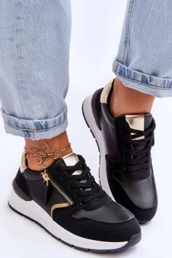 Outlet Damskie Sportowe Buty Z Suwakiem Czarne Larisa Damskie Sneakersy Damskie