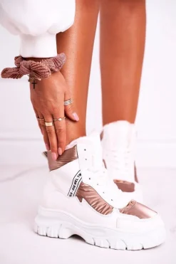 Best Damskie Sportowe Śniegowce Z Futerkiem Białe Euphoria Damskie Śniegowce Damskie|Botki Sznurowane