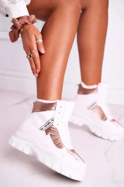 Best Damskie Sportowe Śniegowce Z Futerkiem Białe Euphoria Damskie Śniegowce Damskie|Botki Sznurowane