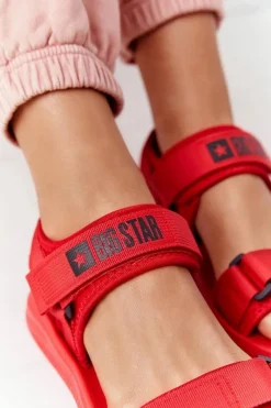 Outlet Big Star Shoes Damskie Sportowe Sandały Big Star HH274A027 Czerwone Czerwony