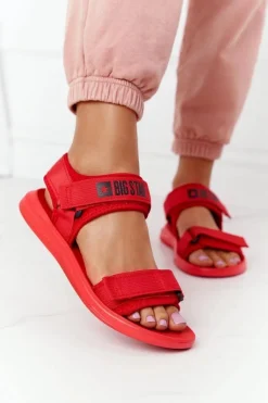 Outlet Big Star Shoes Damskie Sportowe Sandały Big Star HH274A027 Czerwone Czerwony