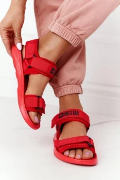 Outlet Big Star Shoes Damskie Sportowe Sandały Big Star HH274A027 Czerwone Czerwony