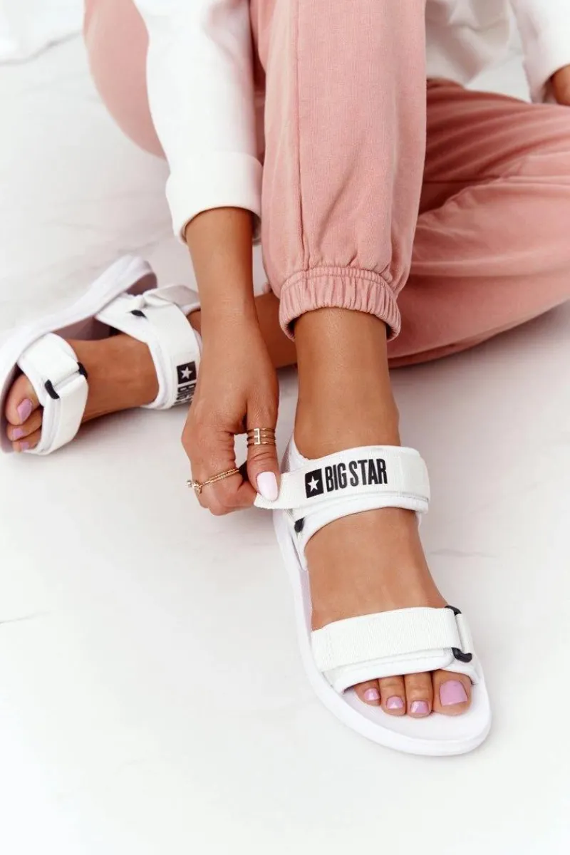 Sandały Big Star|Sandały Płaskie>Big Star Shoes Damskie Sportowe Sandały Big Star HH274A026 Białe Biały