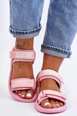 Online Damskie Sportowe Sandały Big Star LL274729 Różowe Damskie Sandały Big Star|Sandały Płaskie