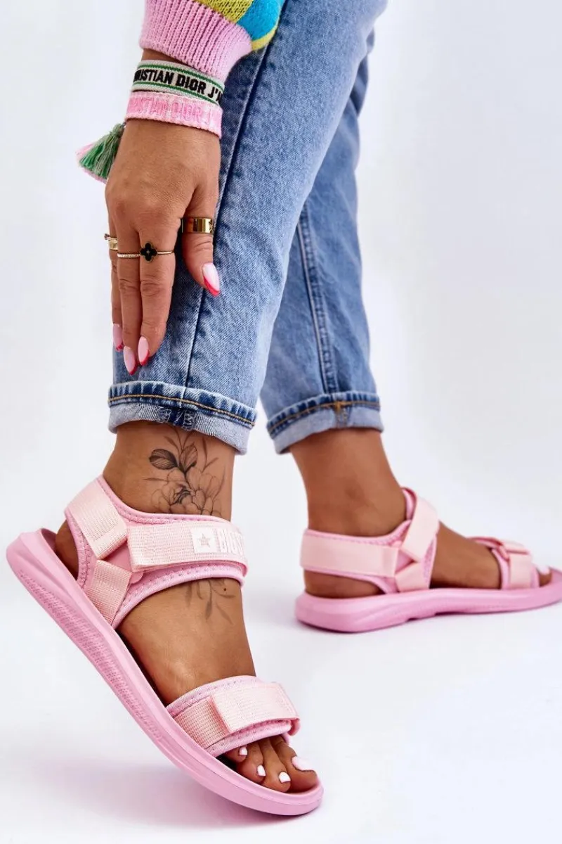 Online Damskie Sportowe Sandały Big Star LL274729 Różowe Damskie Sandały Big Star|Sandały Płaskie