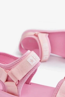 Online Damskie Sportowe Sandały Big Star LL274729 Różowe Damskie Sandały Big Star|Sandały Płaskie