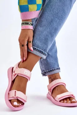 Online Damskie Sportowe Sandały Big Star LL274729 Różowe Damskie Sandały Big Star|Sandały Płaskie