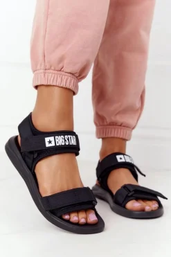 Damskie Sportowe Sandały Big Star HH274A024 Czarne Damskie Sandały Big Star|Sandały Płaskie