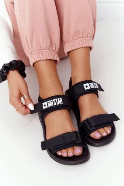 Damskie Sportowe Sandały Big Star HH274A024 Czarne Damskie Sandały Big Star|Sandały Płaskie