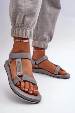 New Damskie Sportowe Sandały RSS2SANF054-20S Szare Damskie Sandały Płaskie