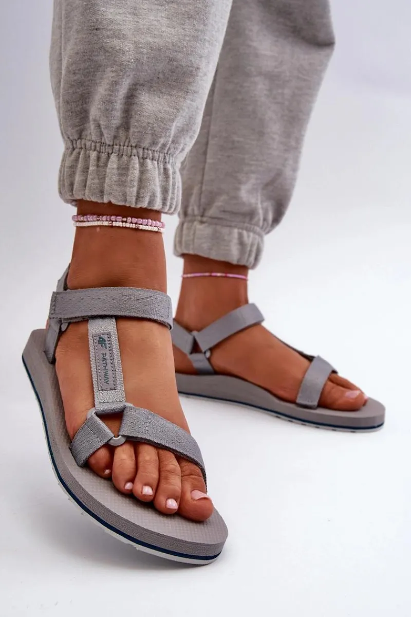 New Damskie Sportowe Sandały RSS2SANF054-20S Szare Damskie Sandały Płaskie