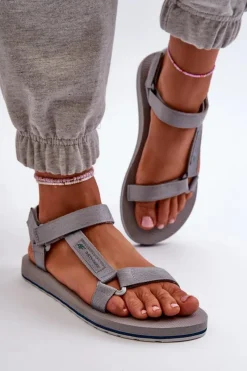 New Damskie Sportowe Sandały RSS2SANF054-20S Szare Damskie Sandały Płaskie