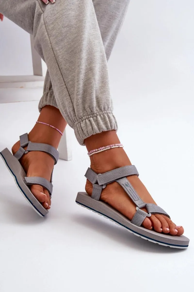 New Damskie Sportowe Sandały RSS2SANF054-20S Szare Damskie Sandały Płaskie