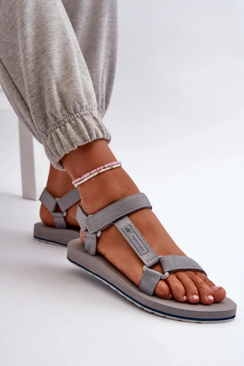 New Damskie Sportowe Sandały RSS2SANF054-20S Szare Damskie Sandały Płaskie