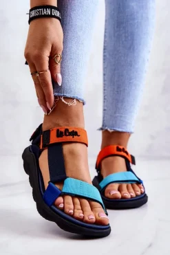 Sale Damskie Sportowe Sandały LCW-22-34-0953L Multikolorowe Damskie Sandały Płaskie