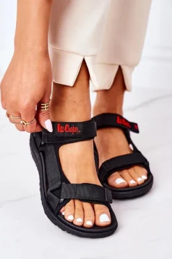 Sale Damskie Sportowe Sandały LCW-22-34-0961 Czarne Damskie Sandały Płaskie