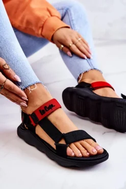 New Lee Cooper Damskie Sportowe Sandały LCW-22-34-0954L Czarno-Czerwone